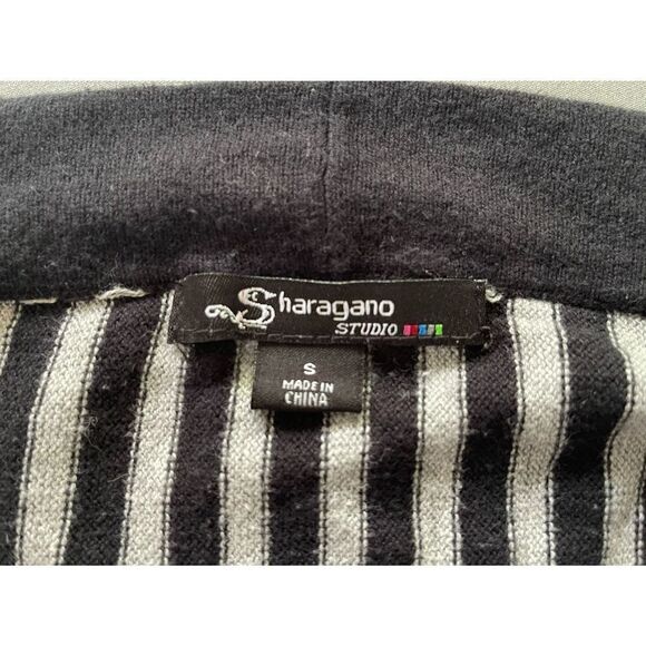 Sharagano Studio Open Front Draped  Waterfall Cardigan Sweater‎ Black Gray - Picture 2 of 4